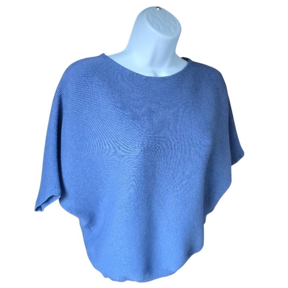 THE RESET R Label Batwing Linen Blend Sweater Women XS Blue Coastal Minimalist